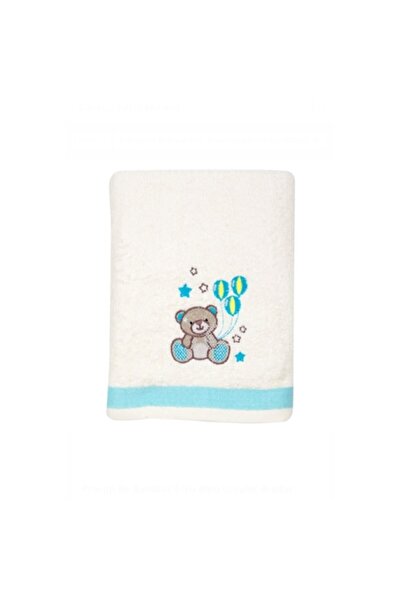 OEM Cotton Towel, Ecru Blue, Bear, Embroidered