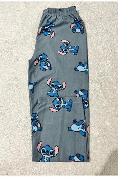 MODA Sevimli Uzaylı Stitch Pijama Alt Gri