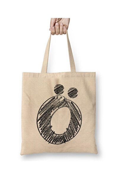 Toyaso Letter O White Cloth Bag Long Handle Shopping Bag Beach Bag