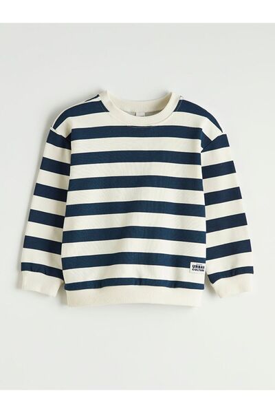 LC Waikiki LCW Kids guler rotund Hanorac gros pentru băieți cu dungi tricou