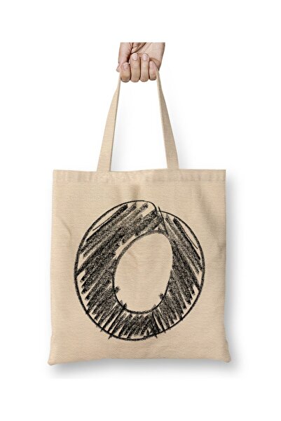 Toyaso Letter O White Cloth Bag Long Handle Shopping Bag Beach Bag