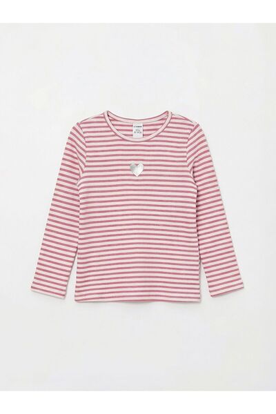 LC Waikiki LCW baby Çizgili Bisiklet Yaka Kız Çocuk Tişört