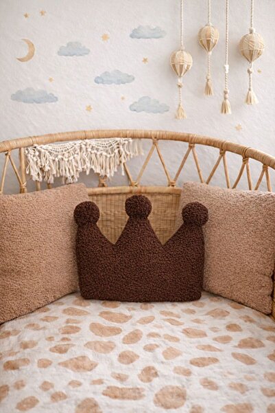 Cherry Bloom Cotton وسادة تيدي كينغ كراون لغرفة الأطفال البوهيمية