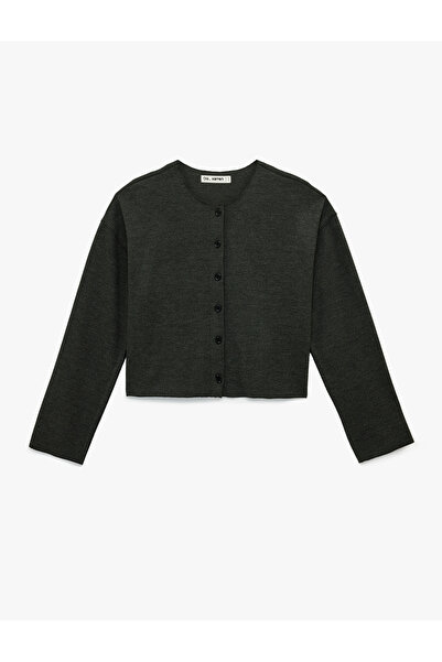 Koton Long Sleeve Crew Neck Buttoned Knitwear Cardigan