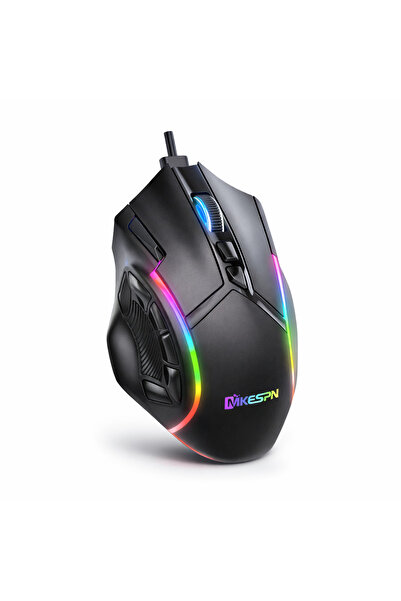 MIKESPN RGB Ergonomik Oyuncu Mouse – 12 Tuş, Ayarlanabilir DPI, Kablolu