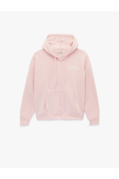 Koton Огромна суитшърт с качулка, кенгуру джоб и принт на гърба