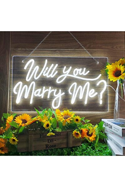 Slasa لافتة نيون مضيئة LED مكتوب عليها "هل تقبلين الزواج بي؟" - 56 × 31 سم - ...