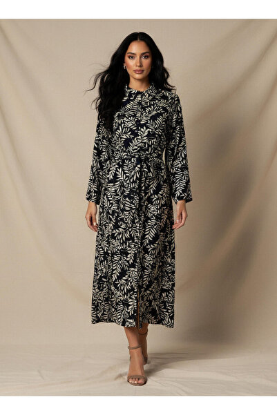 FAV Printed Shirt Women Dress with Belt Viscose