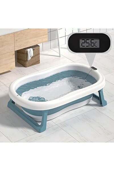 OEM Cadă de baie pliabilă cu termometru digital pentru bebeluși 81x45x21.5cm