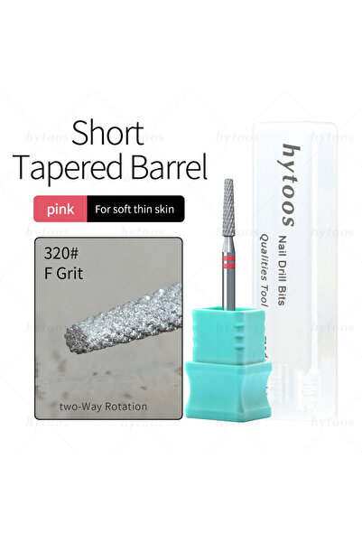 Choice4 Double Pink HYTOOS Diamond Cut Pro Nail Drill Bits Chrome Tapered Rus...