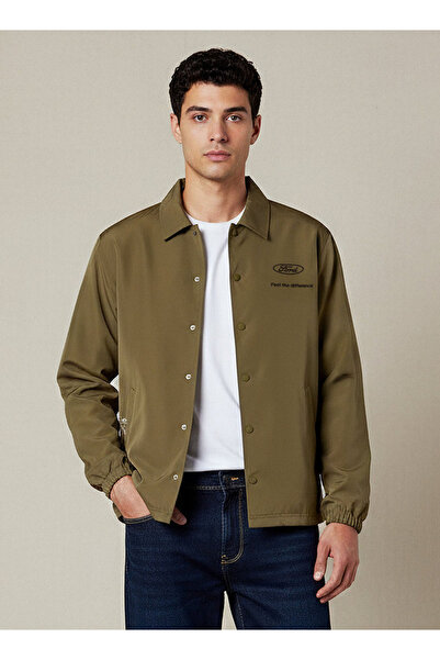 SP Characters Men Relaxed Fit Ford Logo Embroidered Coach Jacket