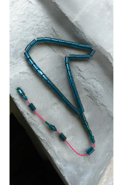 İnan Tesbih Parlament Blue Full Cut Model Fire Amber Prayer Beads (Wrist Length)