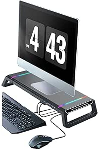 Arabest حامل شاشة كمبيوتر قابل للطي مع 4 منافذ USB، مكتب قابل للتعديل، للكمبي...