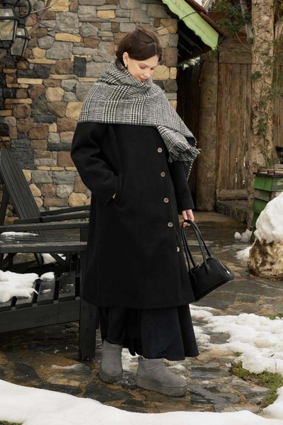 ZÜLAYS Dik Yaka Yünlü Kaban Siyah