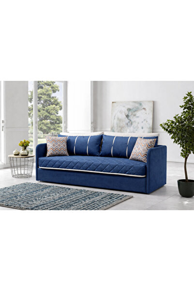Meşe Home Siesta Fonksiyonel Kanepe Koltuk Metal Bazalı Yataklı Süngerli Mavi...
