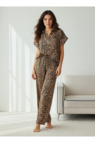 Aadaraya طقم بيجاما مكون من بلوزة وبنطال أرجل واسعة