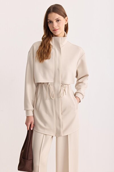 ipekton studio Soft Textured Zippered Modal Suit Soft Beige