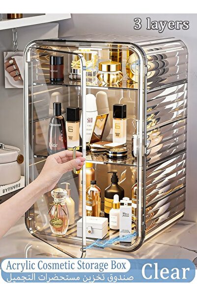 Generic Four-layer transparent coffee cup storage rack with magnetic lock, ad...