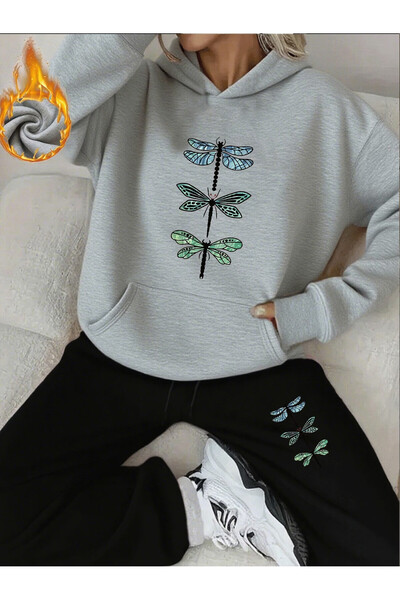 PENTHİLUS Butterfly Printed Oversized Tracksuit Set - Women Oversized Two-Pie...