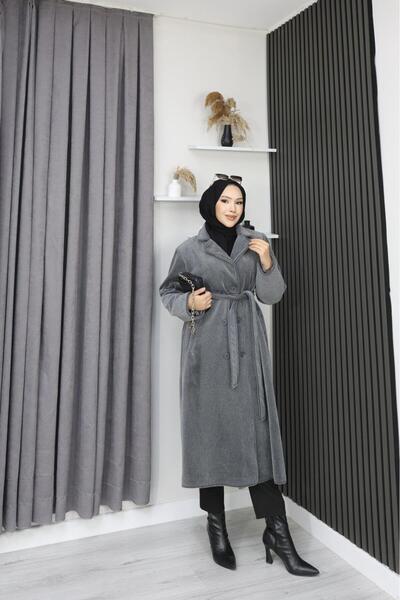 GÖZDE GİYİM Fox Fabric Double-Breasted Coat 115 Size