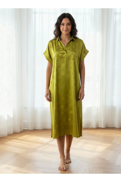 Aadaraya Night Dress Short Sleeve Star Print