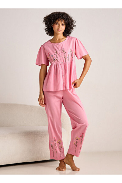 FAV Pyjama Set Button-Down Top and Pants Cotton