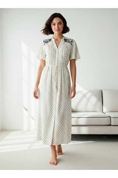 FAV Night Gown Short Sleeves with Tie-Up Belt
