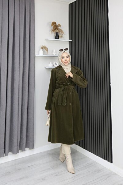 GÖZDE GİYİM Fox Fabric Double-Breasted Coat 115 Size