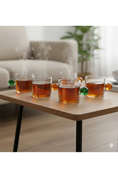 KB Daily Tea cups, colored ball handle,coffee mug set, 6-piece set, glass, 100ml