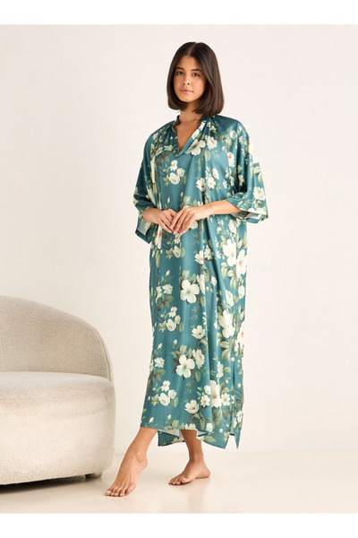 FAV Night Gown 3/4 Sleeve Floral Print