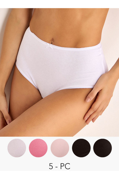 FAV طقم من 5 قطع - سراويل داخلية كاملة مزينة بالدانتيل
