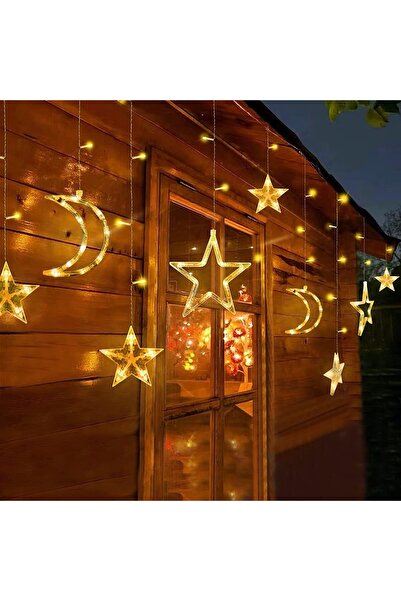 Yoawllty زينة رمضانية للمنزل، 138 مصباح LED ملون على شكل هلال ونجمة، للزينة ا...