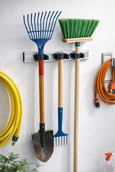 PARKSIDE Fırça Süpürge Paspas Mop Sapı Tutucu Askı Çok Amaçlı Duvara Monte As...