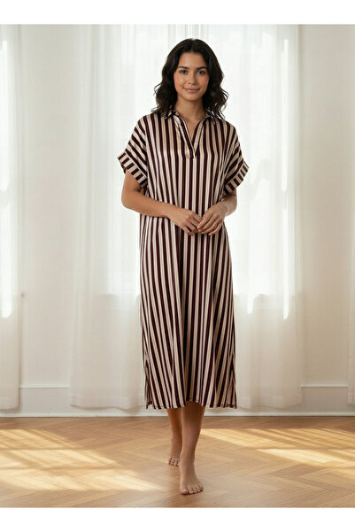 Aadaraya Night Dress Short Sleeve Striped