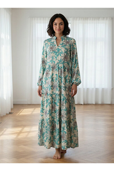 Aadaraya Night Gown Long Sleeves Floral Print