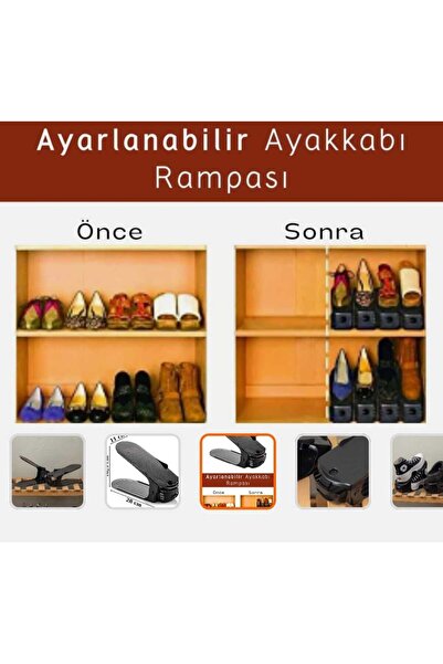 widea 16 Adet Ayarlanabilir Ayakkabı Rampası Dolap İçi Ayakkabı Düzenleyici O...