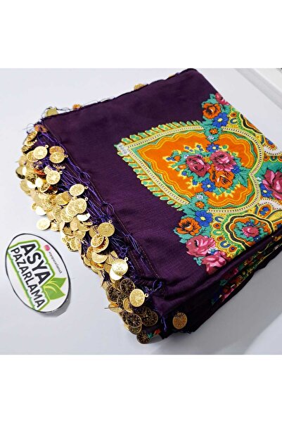 ASYA PAZARLAMA وشاح خشبي مطرز باللون الأرجواني من البحر الأسود، من التول، من ...