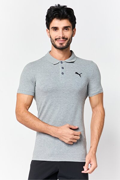 Puma Men Slim Fit Short Sleeve Embroidered Logo Outdoor Polo Shirt, Grey