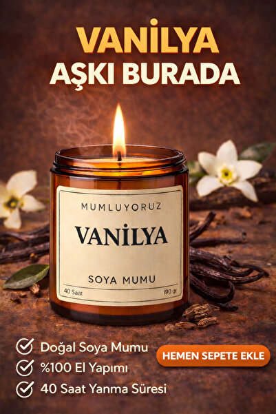 Candle Mumluyoruz Vanilya Kokulu Soya Mumu – Derin & Yoğun Koku, Premium Kali...