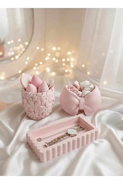 Markasız ucuz 3lü set Dekoratif Masaüstü Düzenleyici, Kalemlik - Takı Standı,...