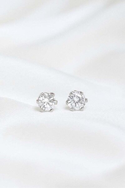 earss 3 Mm Cubic Zirconia Round Silver | Stainless Steel