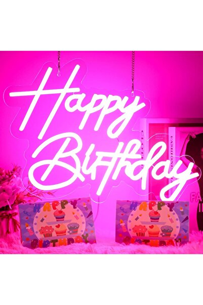 Slasa لافتة نيون LED مكتوب عليها "عيد ميلاد سعيد" مقاس 56 × 35 سم، إضاءة جدار...