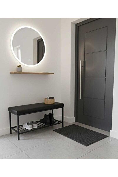 ÖZCAN METAL Deri Kumaş Metal Ayaklı Raflı Bench Puf Bank Antre Mutfak Salon Y...