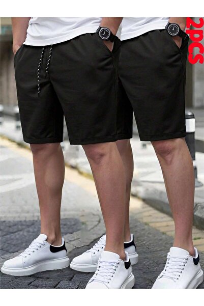 EYAX MODA 2Li Erkek Cepli Penye Şort