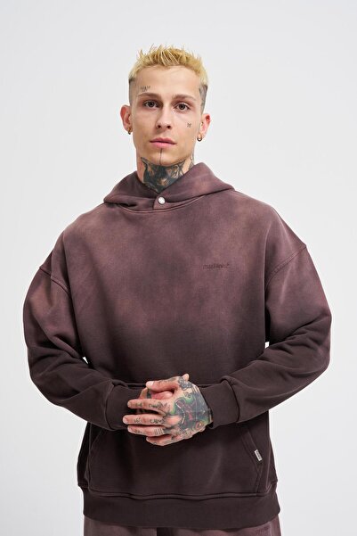 Machinist Men's Gradient Washed Hooded Sweatshirt Brown