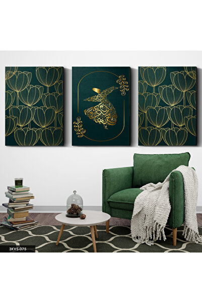 Evinemoda Semazen cvetna slika na platnu, 3 dela - Slika na platnu
