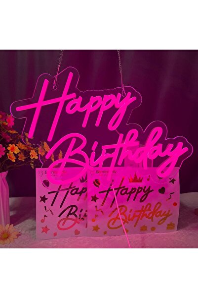 Slasa لافتة نيون LED مكتوب عليها "عيد ميلاد سعيد" مقاس 56 × 35 سم، إضاءة جدار...