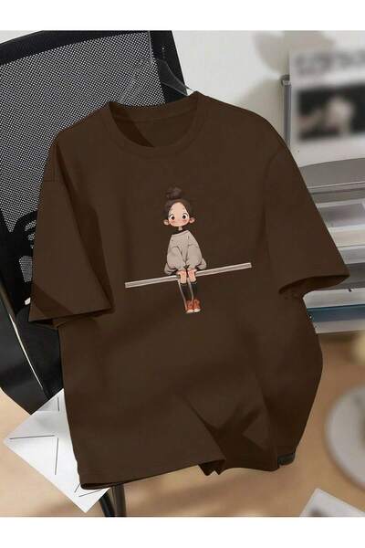 DAXİS Sportwear Company TRICOU DIN BUMBAC PIEPTĂNĂT CU GULER ROTUND ȘI IMPRIMAT