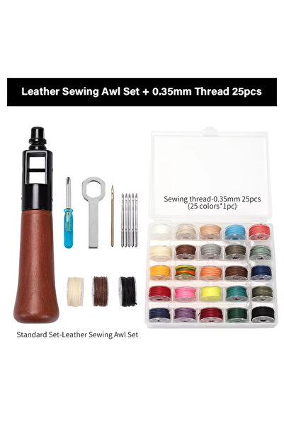 Choice4 مجموعة خيوط ماكينة خياطة الجلد WUTA B0.35mm ذات 25 خيطًا، لخياطة سريع...