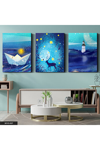 Evinemoda Jelen, morski brod, 3-dijelna slika na platnu - Slika na platnu